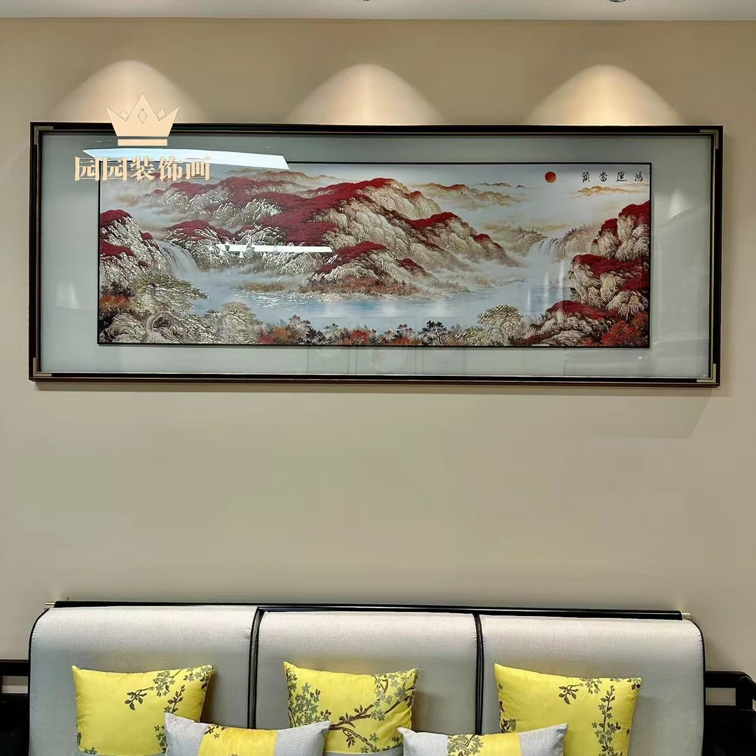 「鸿运当头 」铜雕画客厅挂画沙发背景墙装饰画高端山水壁画