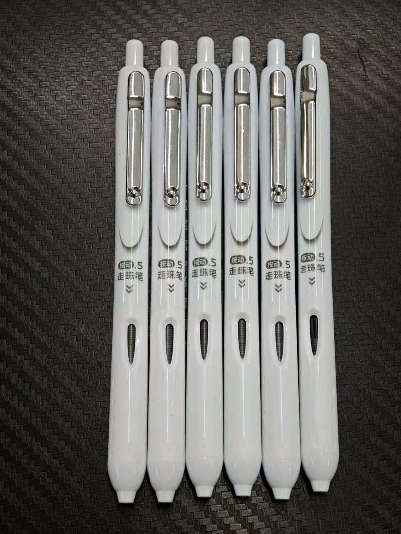 【发6支-白杆】【掌握50091按动静音直液式st黑色0.5mm】
