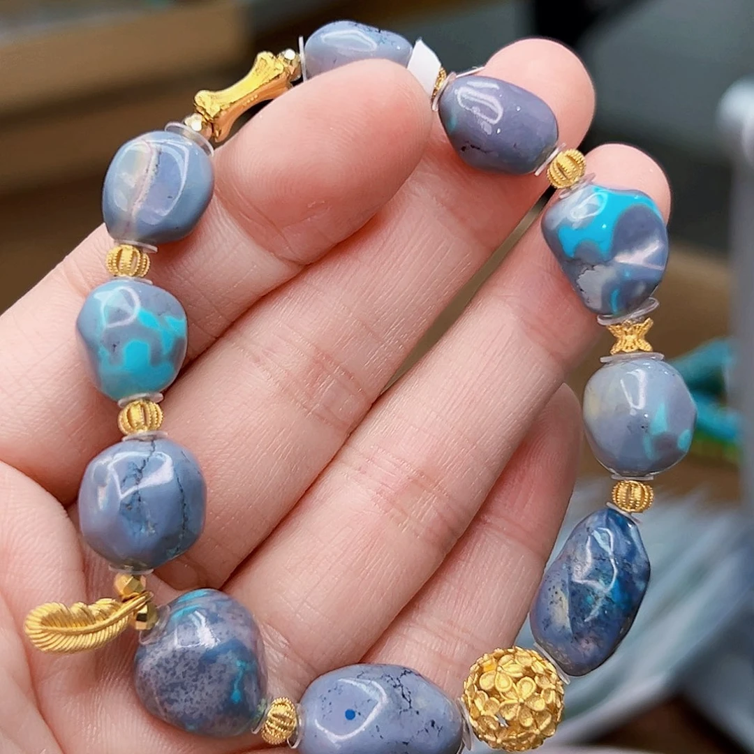 绿松石珠宝奇石18K金镶嵌