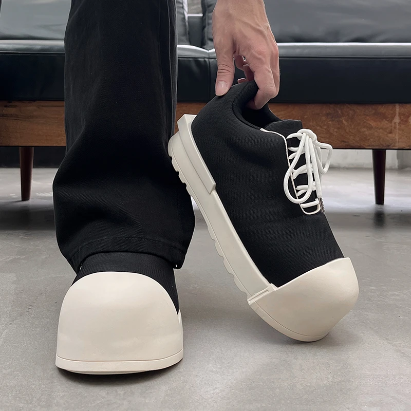 丑萌米奇大头鞋男小众圆头厚底贝壳鞋增高面包板鞋男百搭老爹鞋潮