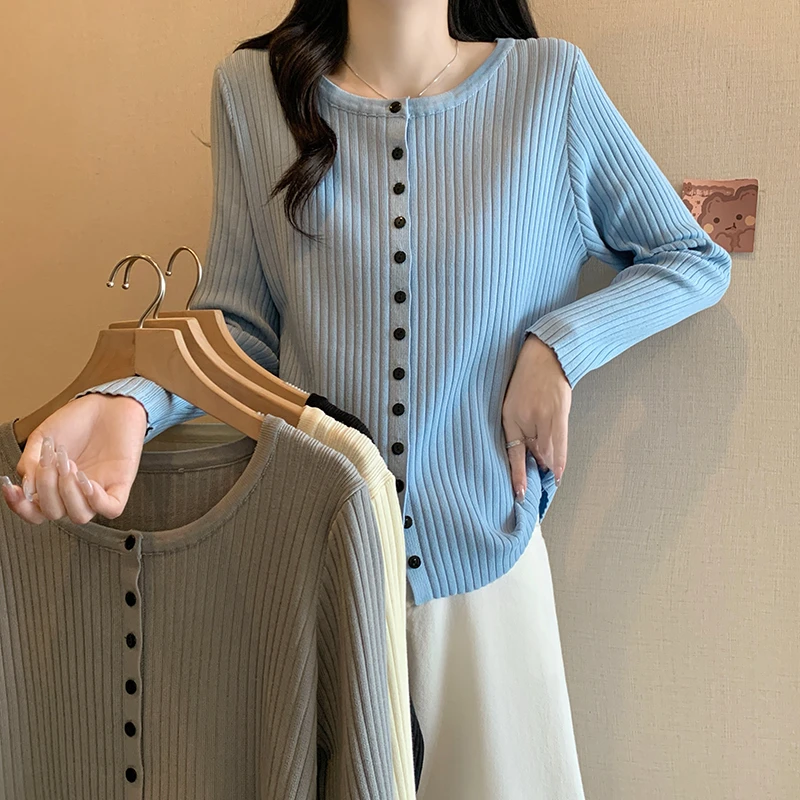 大码女装2024秋装新款洋气针织衫胖妹妹时尚开衫毛衣打底衫女3325