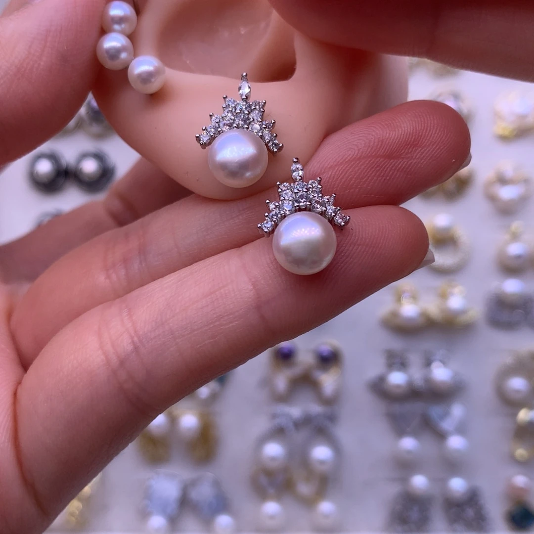 合金淡水珍珠耳饰