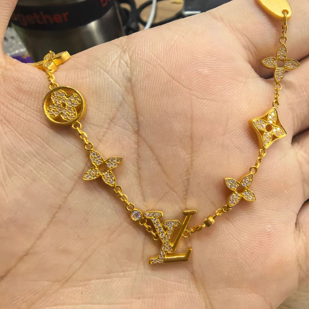 【金手链】点钻老花手链黄金5G足金999精致百搭通勤【538/328】