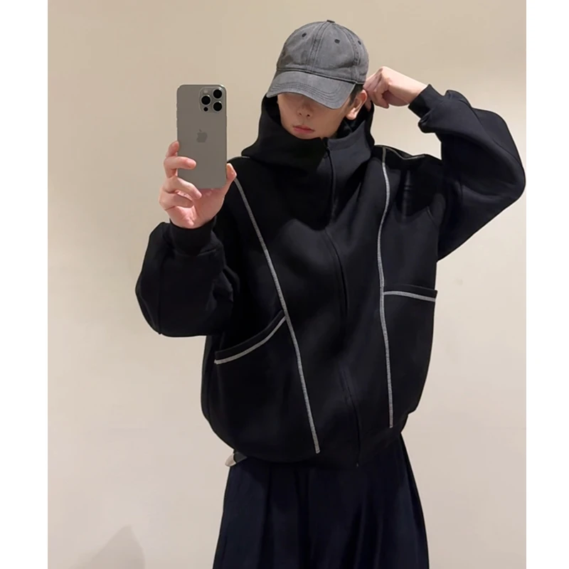 MBH|Sweatshirt明辑线廓形空气层卫衣男女同款重磅连帽拉链外套潮