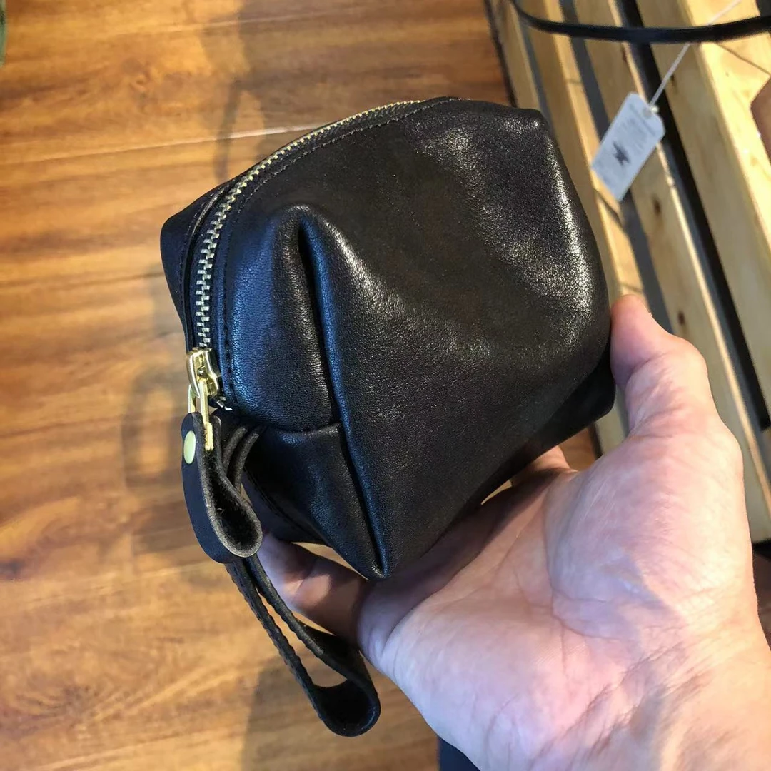 制道手工休闲牛皮小手包简约收纳零钱包化妆