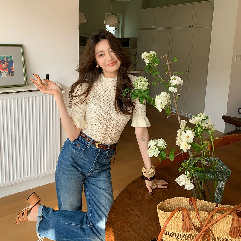 【ALONESAVOR】立领收腰细腻亲肤毛针织衫Z022