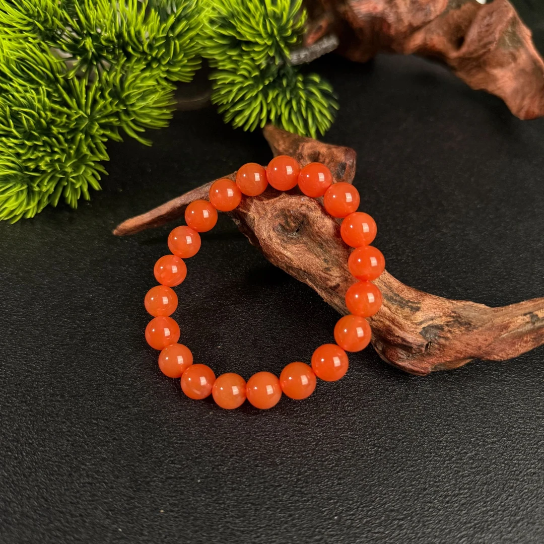 约10-11mm保山南红满色圆珠手串