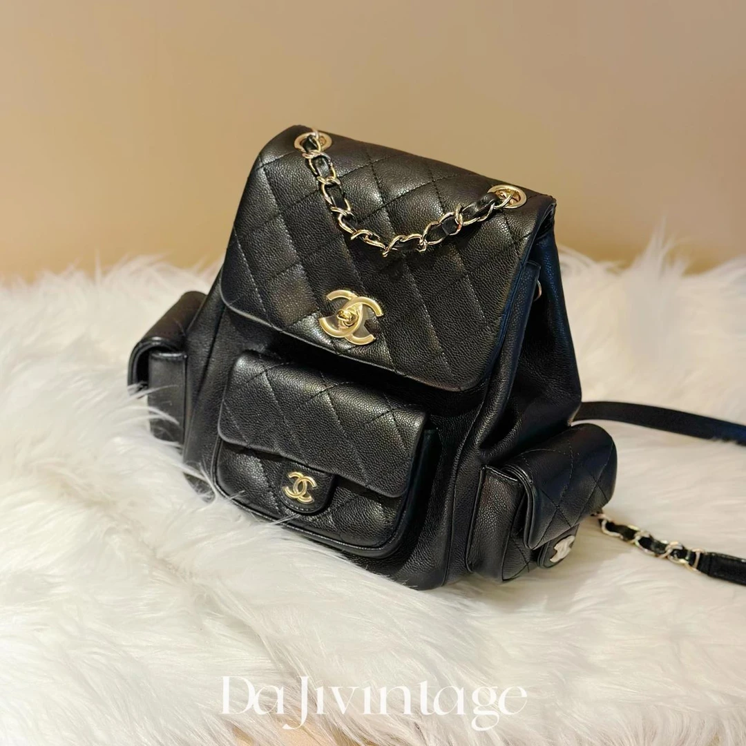 99新 Chanel/香奈儿 大吉中古/Chanel香奈儿黑金大号duma双肩包