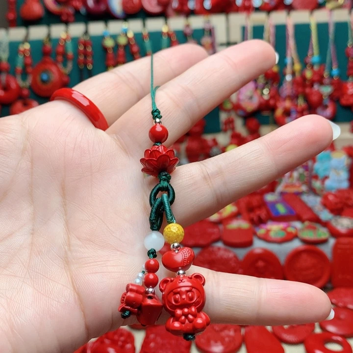 天然辰砂工艺品朱砂手机坠