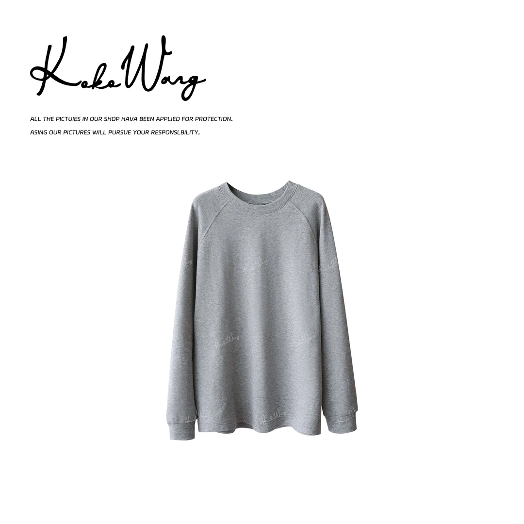 KOKO WANG【休闲日】显瘦双面针织简约宽松圆领长袖上衣N1265I01T41