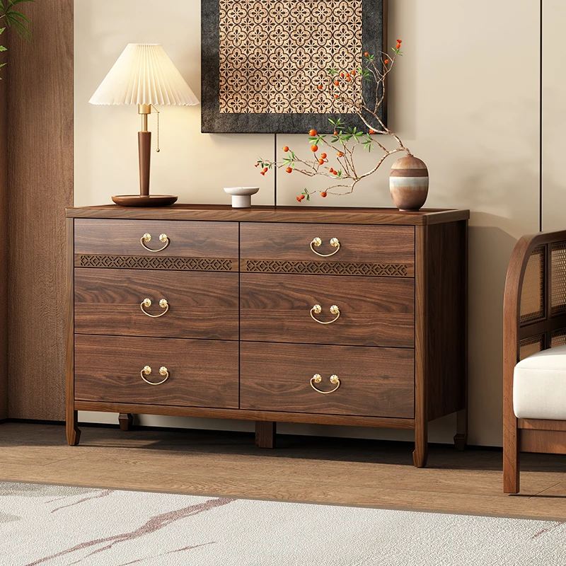 新中式实木斗柜客厅靠墙六斗柜中国风复古储物柜抽屉式收纳整理柜
