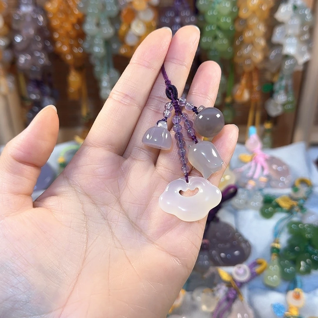 玛瑙/玉髓手机挂福利款通货料子不挑带有包容点未镶?****༅