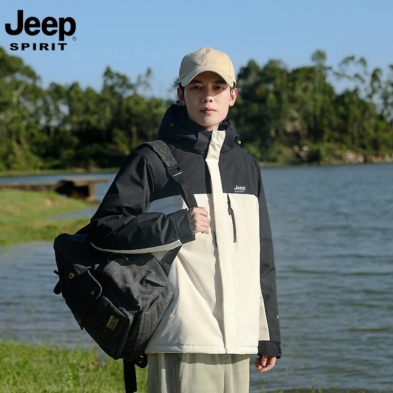 撞色直下摆连帽长袖保暖拉链棉服防风秋冬季休闲大码防水冲锋衣