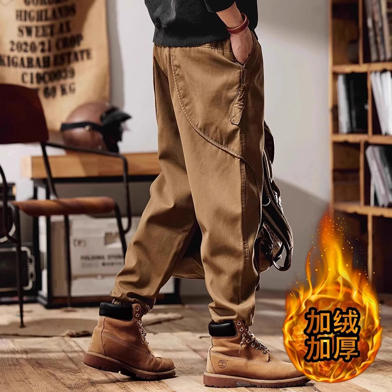 Leekody香港秋冬款美式重磅纯棉工装裤男款宽松休闲大码束脚长裤