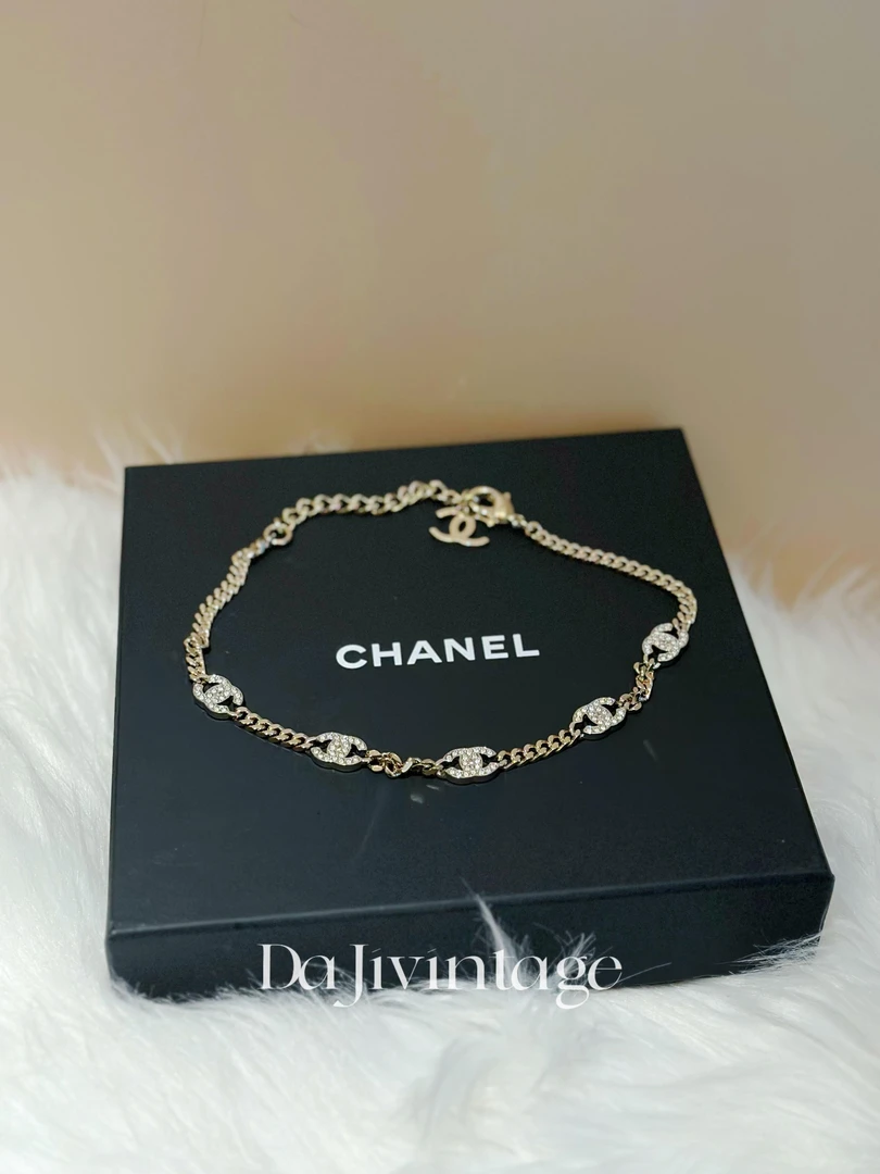 99新 Chanel/香奈儿 大吉中古/Chanel香奈儿淡金双c五花项链