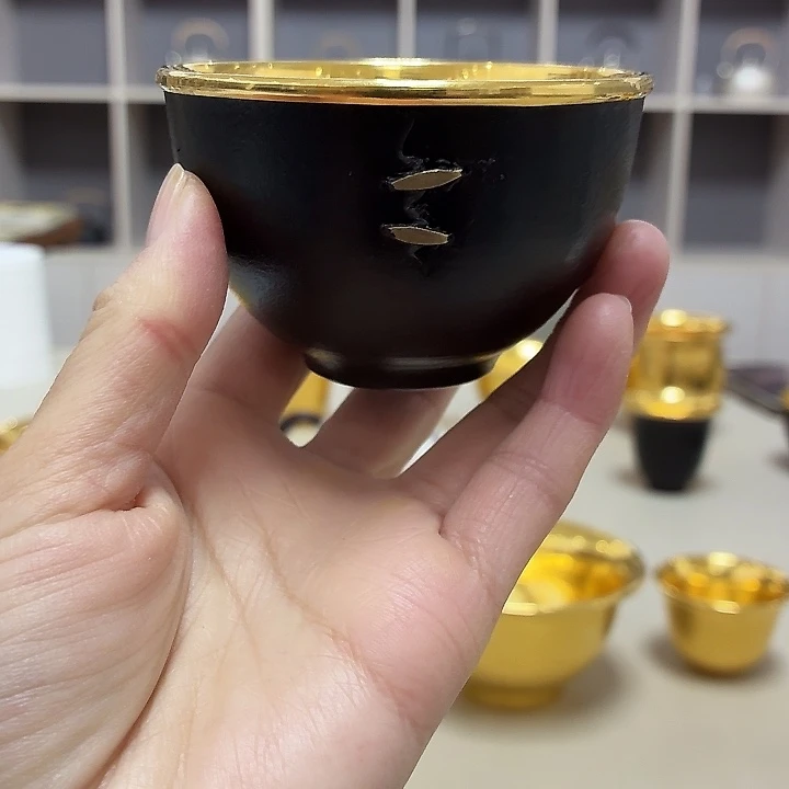 19号李小鹤铁包金足金2克锔钉杯100毫升