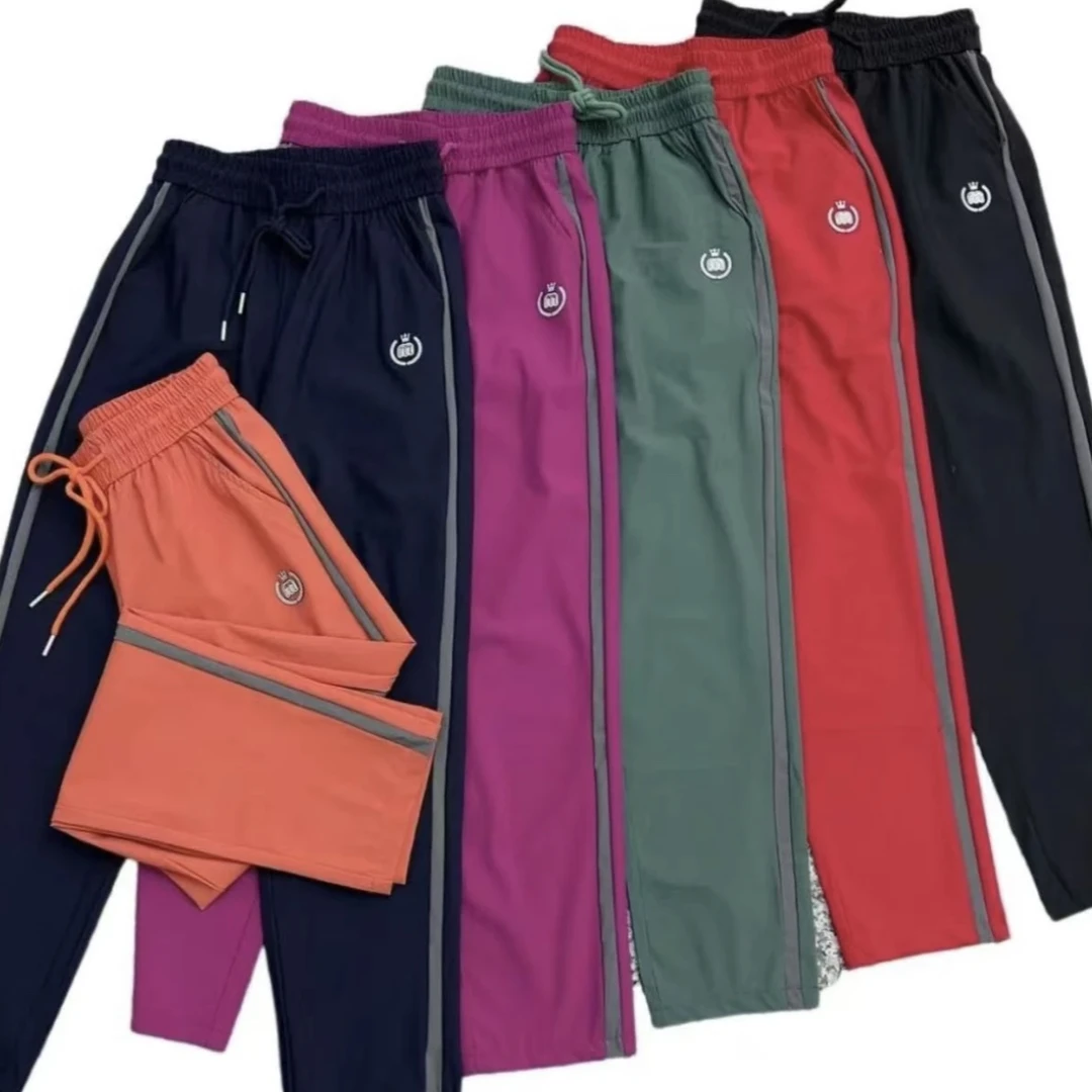 夏季糖果色M压花冰凉丝直筒裤弹力透气薄款商务垂感百搭舒适女裤