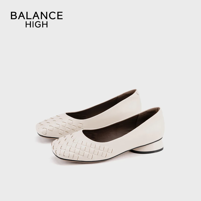 HIGHBALANCE/668836新款2025春款法式时尚舒适百搭方头低跟单鞋B