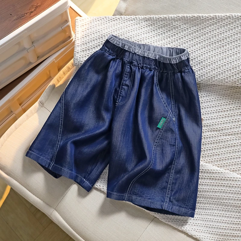 男童夏季新款凉感天丝薄款牛仔短裤中大童原纱休闲百搭裤子6215