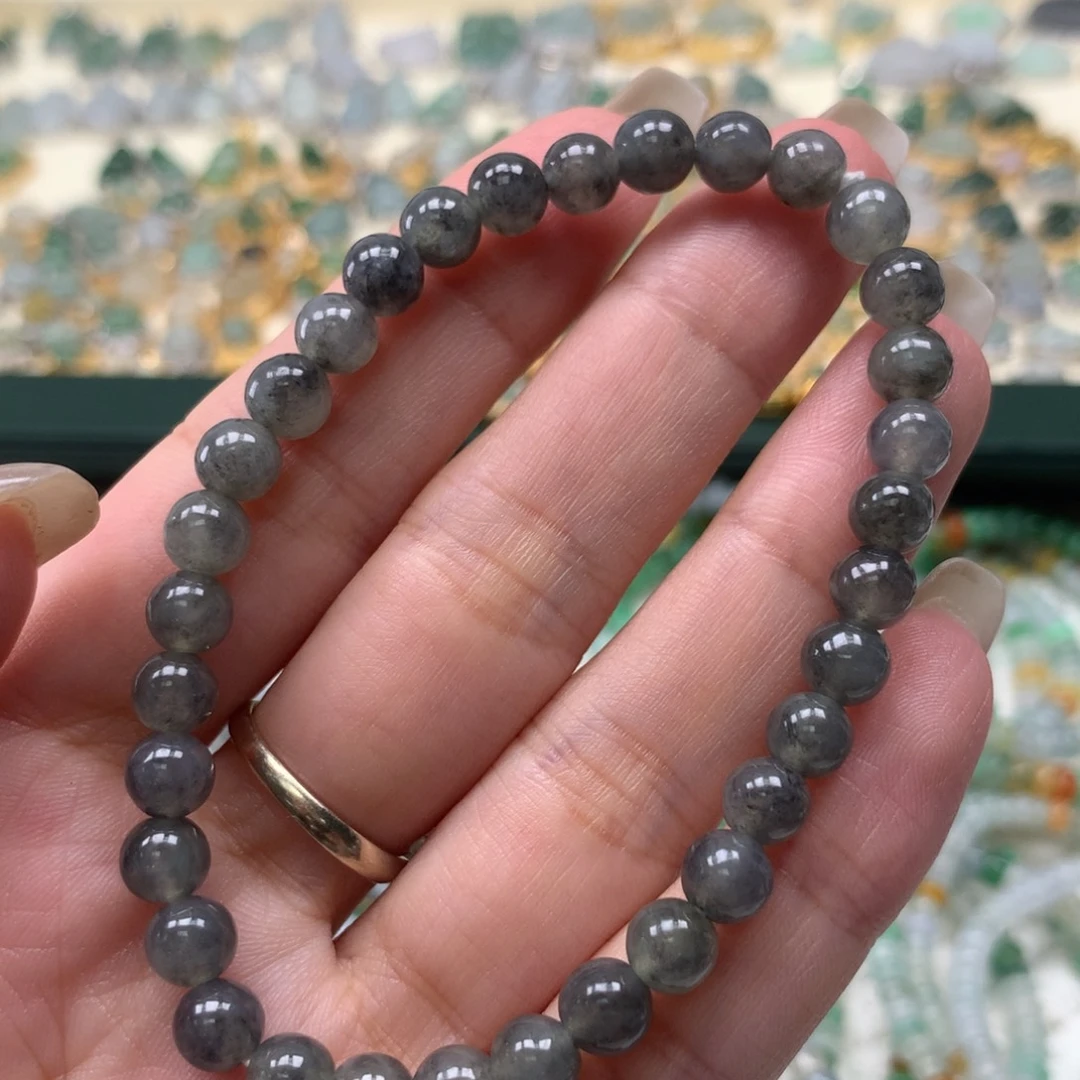 散珠翡翠乌鸡手串