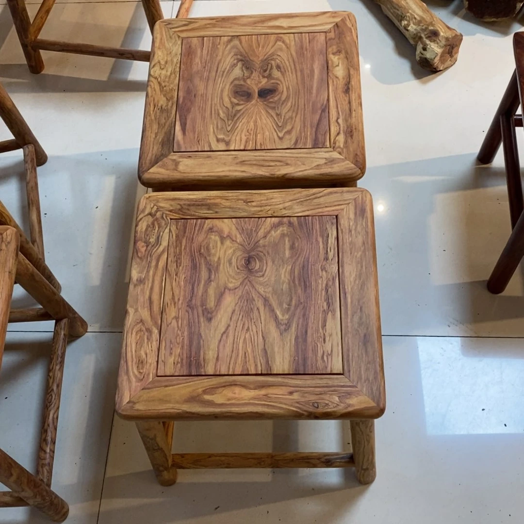 香枝木类成套家具村*降香黄檀富贵凳一对订金