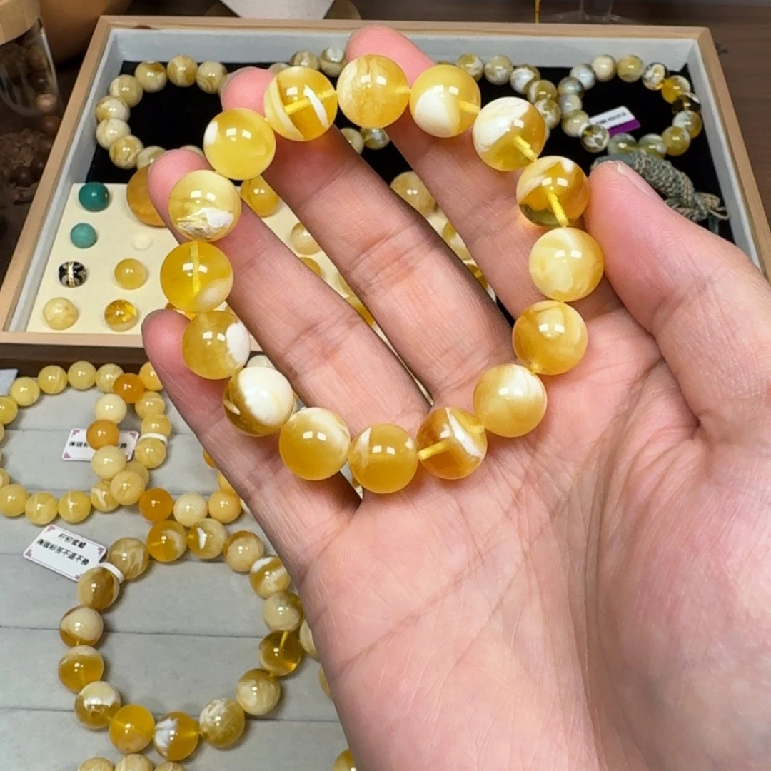 琥珀未镶嵌裸石12加金瓷白溶洞福利16.2克