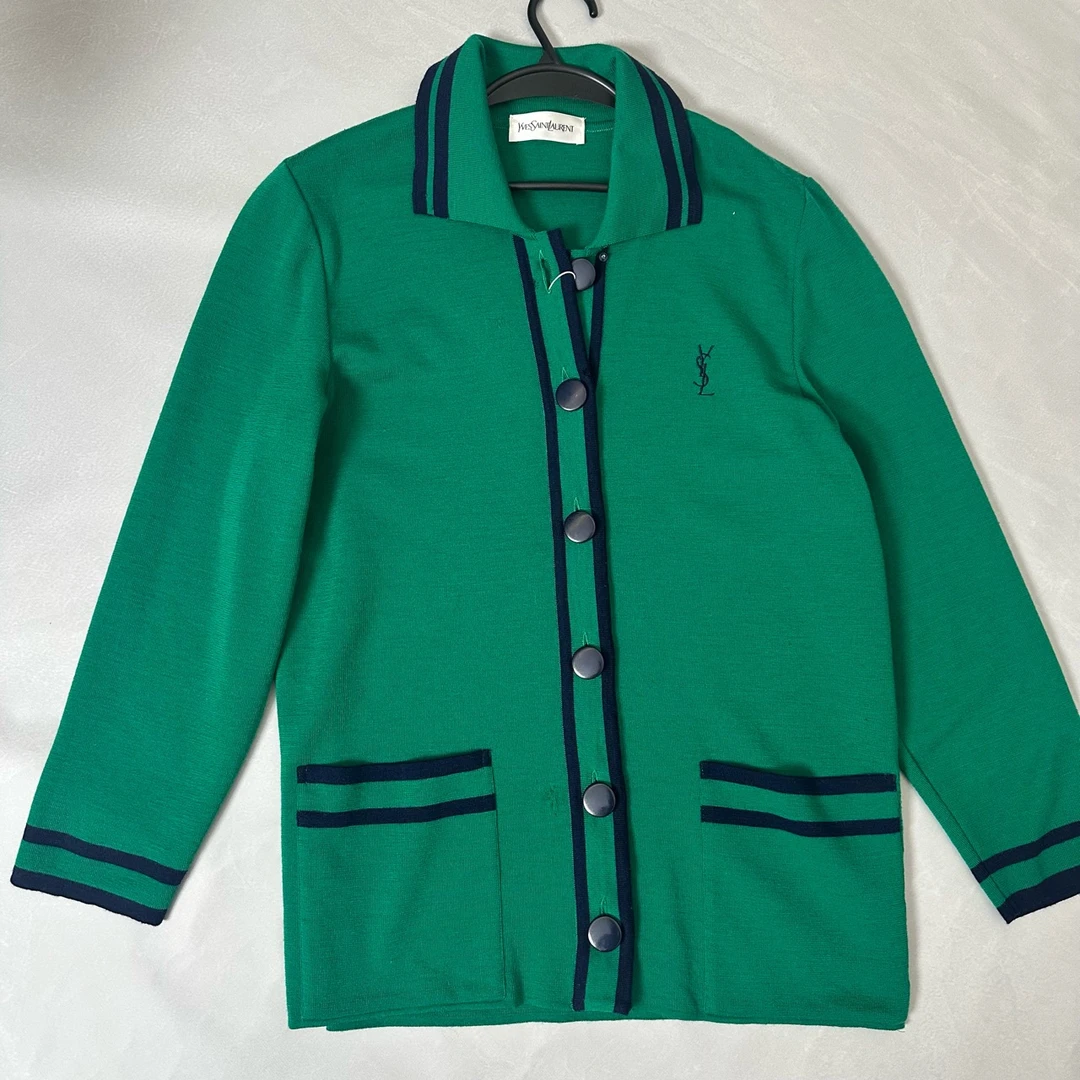 99新 YSL/圣罗兰 葡萄籽奢潮/刺绣字母logo开衫/M码