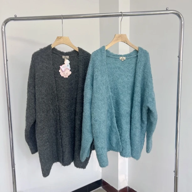 I212 毛圈绒感休闲软糯无扣宽松开衫