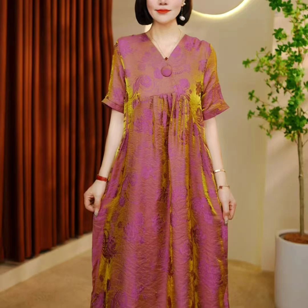 10514-夏装新款休闲连衣裙妈妈大码洋气裙子显瘦裙子【G5-1-5】