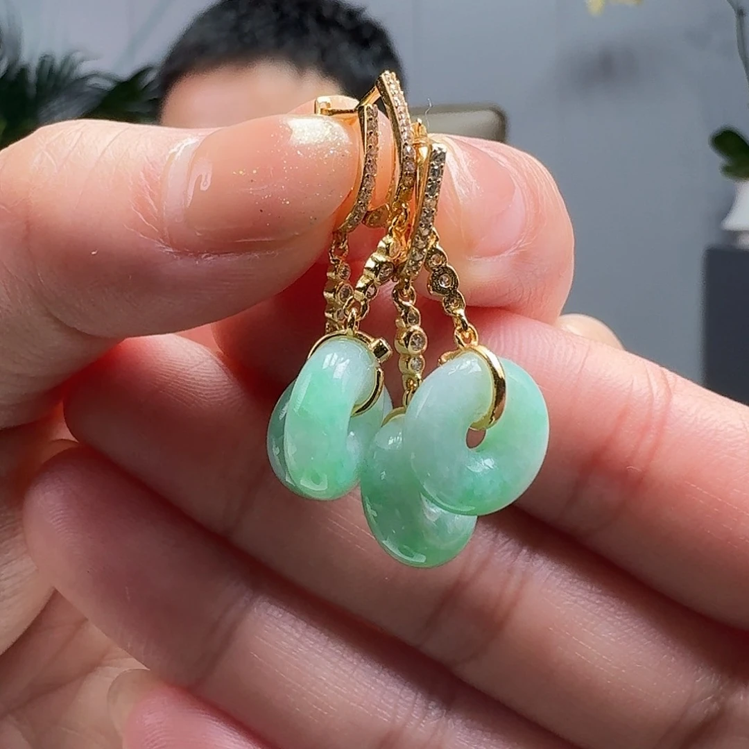 翡翠耳饰银S925镶嵌多样性发货其一