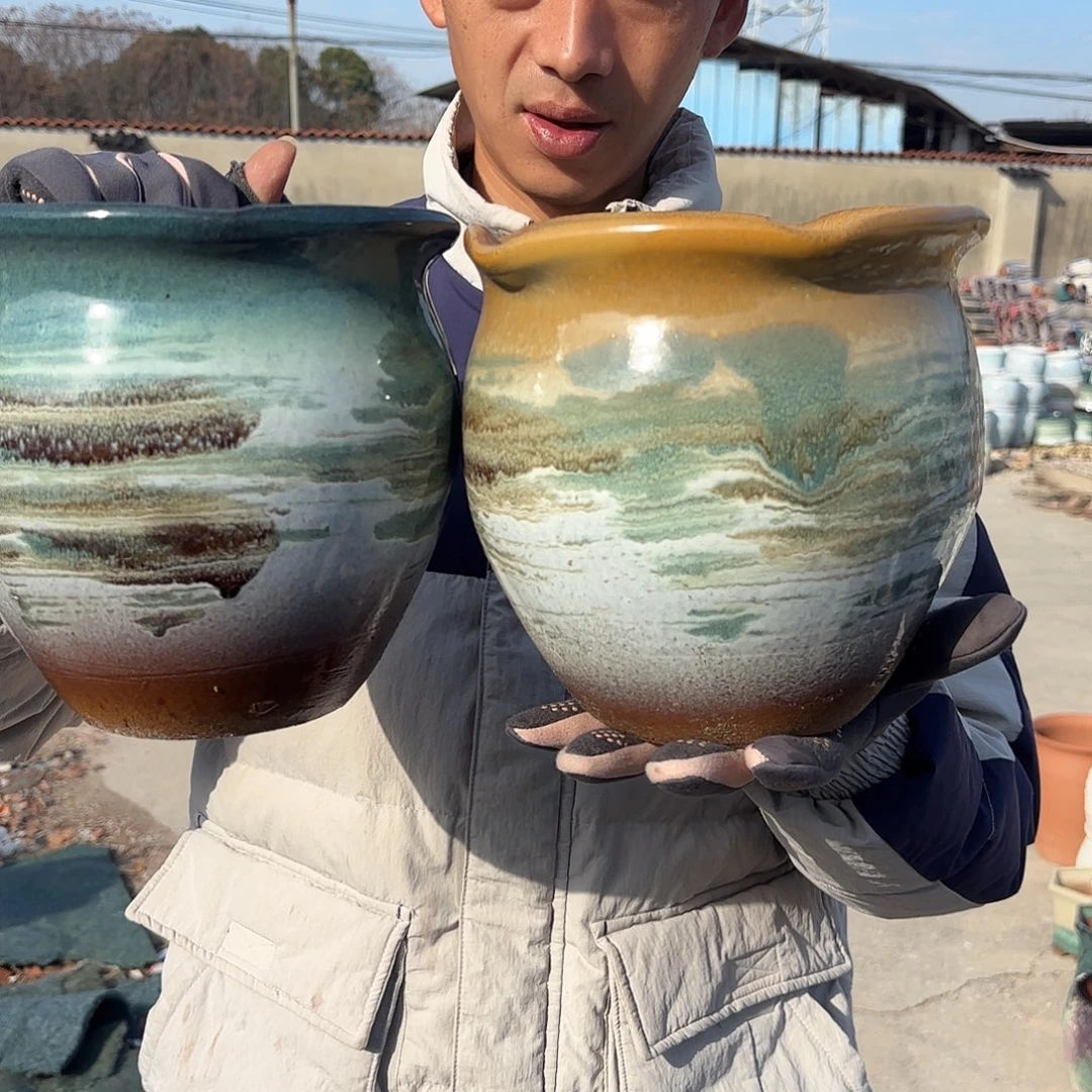 山水画两个口径19高度19