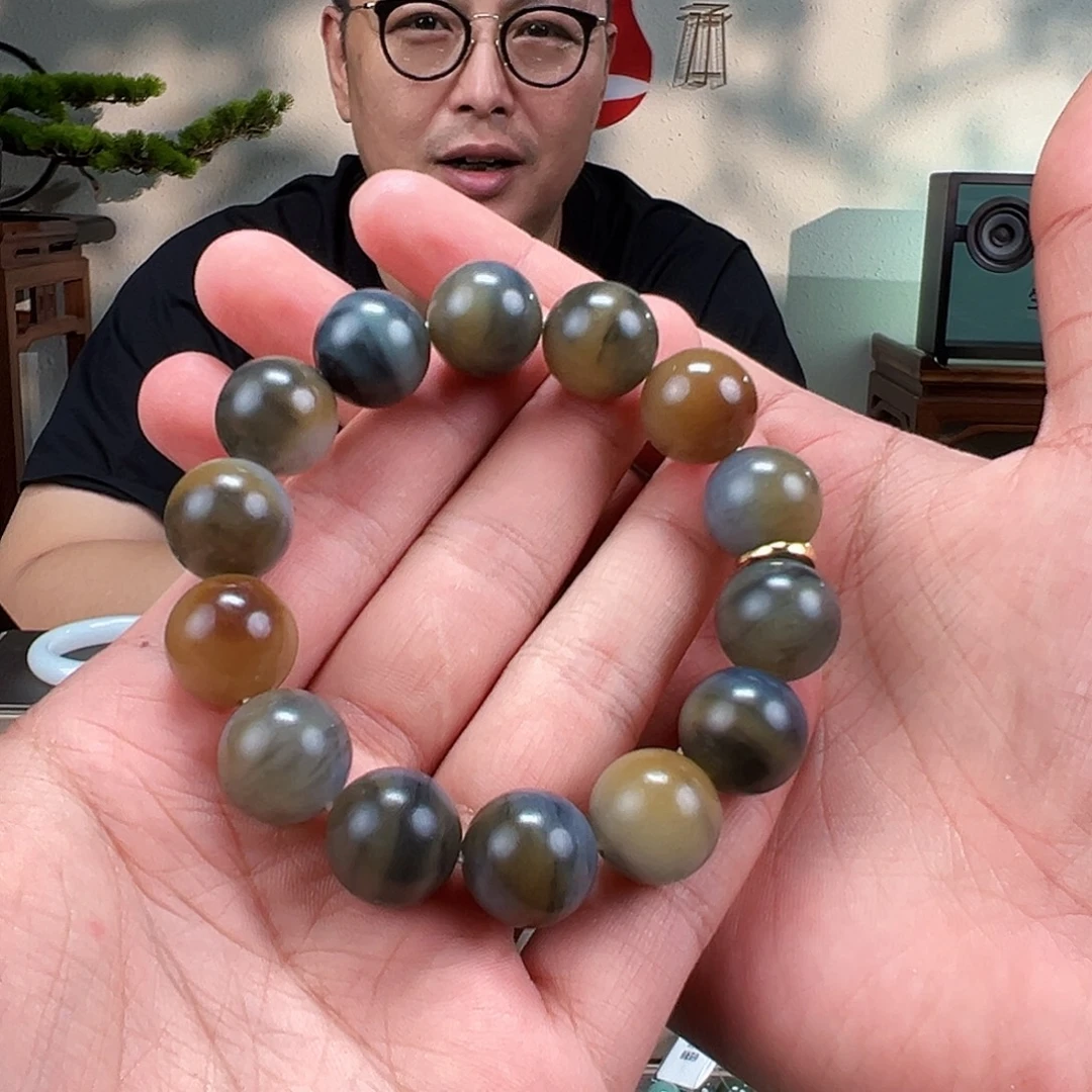 和田玉未镶嵌手链卡16mm楼兰三色