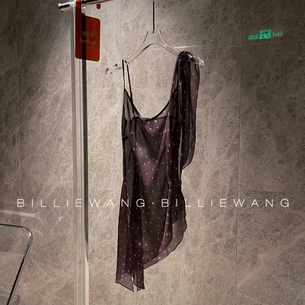 BW独立设计师高定系列｜麻雀｜纯欲紫色波点多穿朦胧吊带上衣
