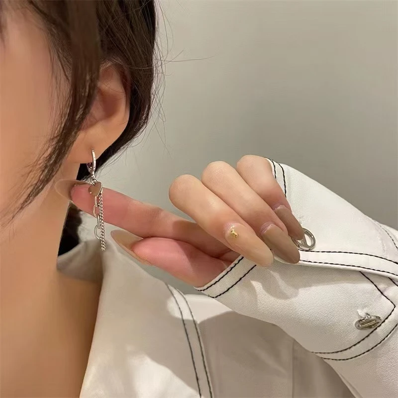 铜合金锆石耳饰 不对称爱心樱桃耳扣小巧精致高级感耳圈轻奢小众