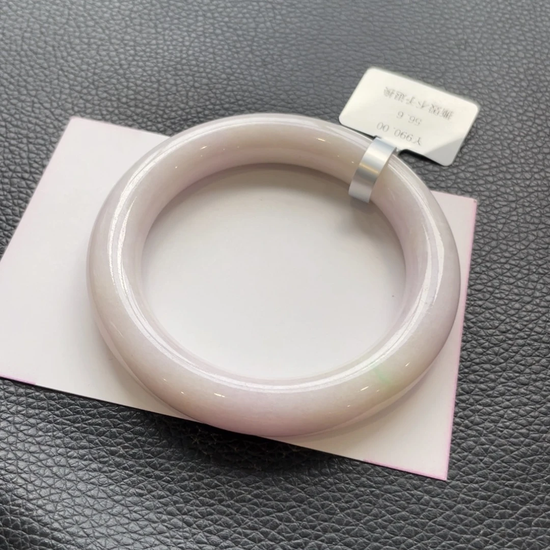 翡翠未镶嵌手镯57圆条纹裂