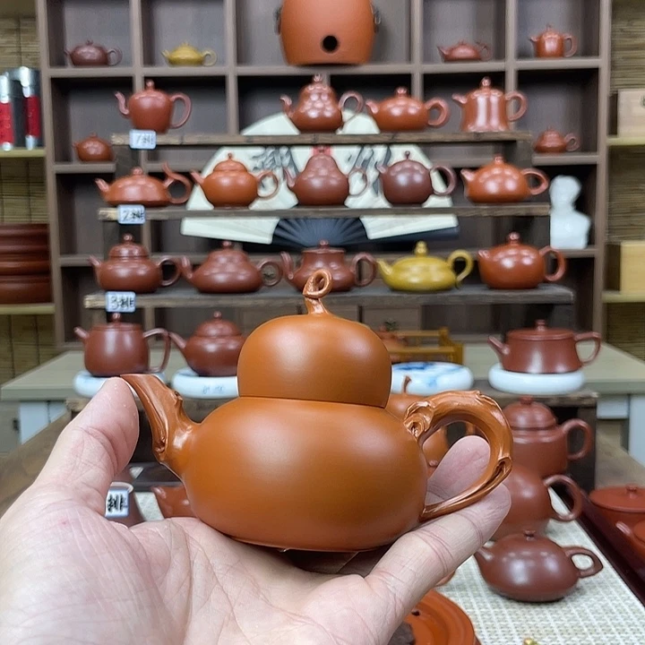 阴***寿茶壶紫砂潮州手拉壶葫芦