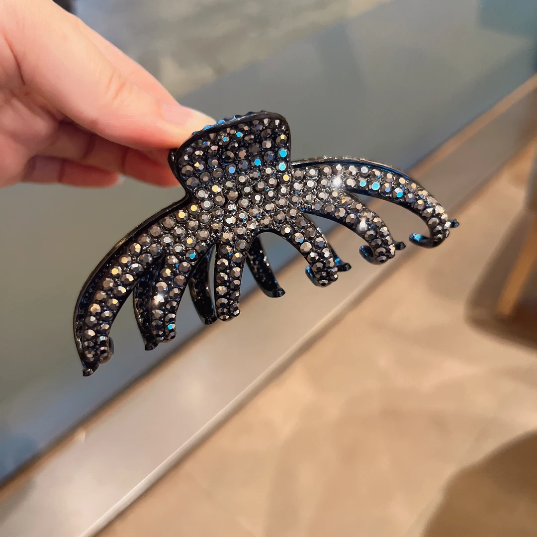 气质瑞丽风女少女风蝴蝶结日韩抓夹发卡发夹鲨鱼夹发饰黑色时尚