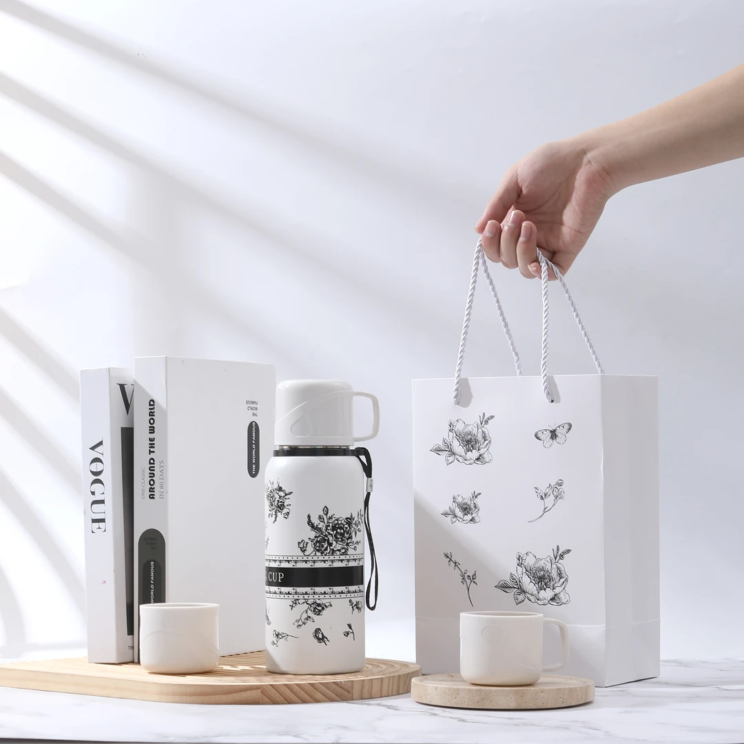 【一杯三盖花语保温杯】礼盒装 数显 三盖600ml保温保冷杯LL222