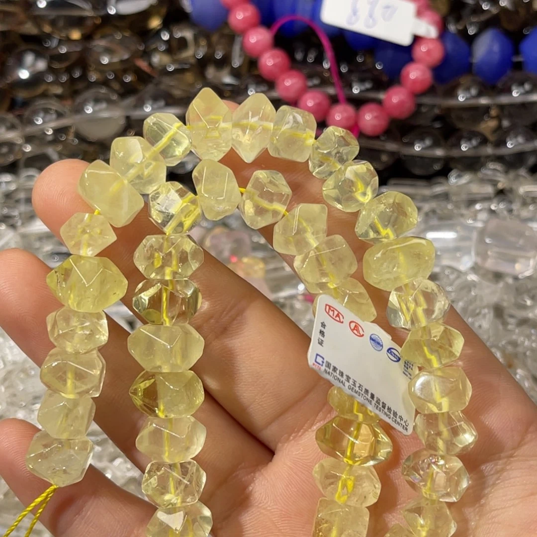 紫晶银S925镶嵌珠宝半成品柠檬晶八角切