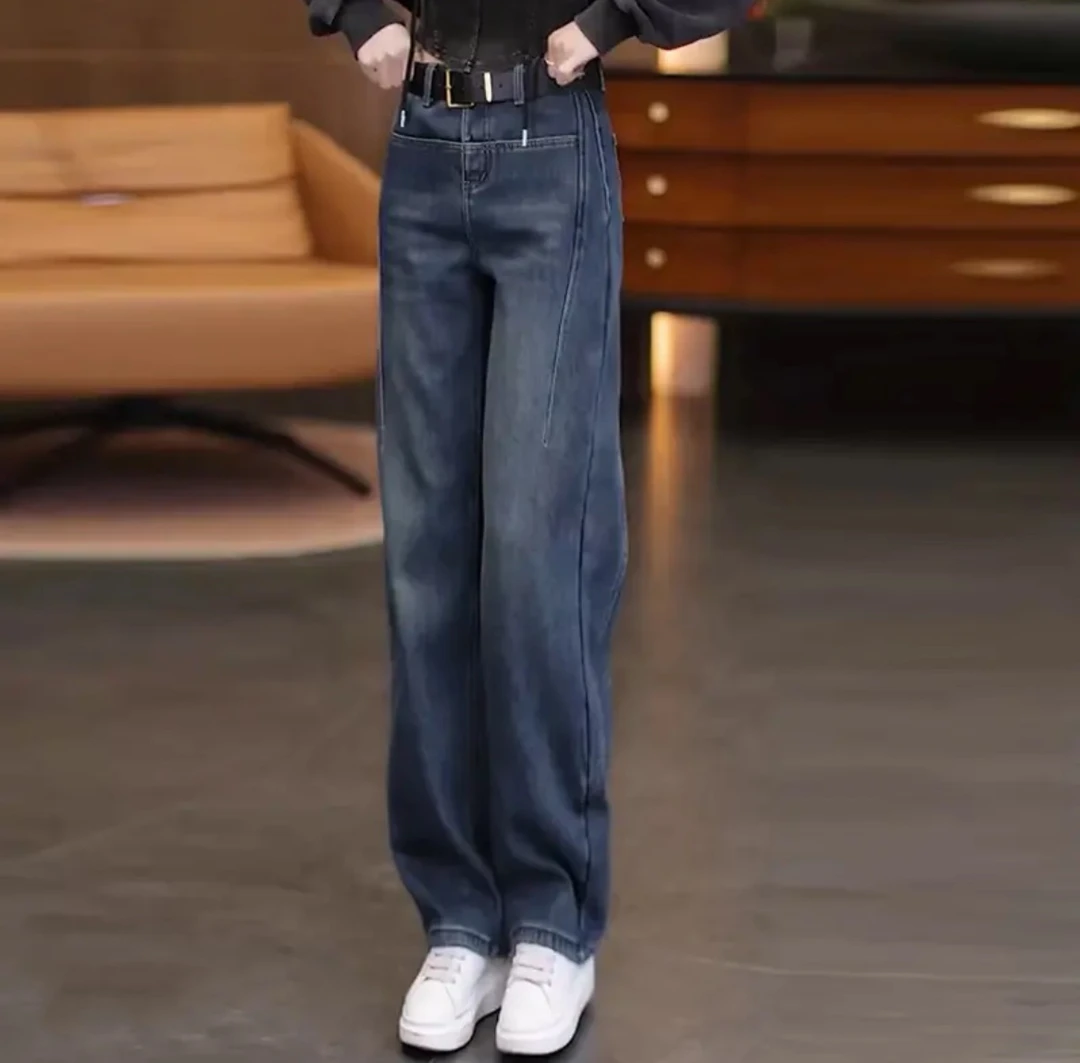 牛仔裤女2025新款梧桐裤今年流行爆款裤子宽松休闲直筒弯刀阔腿裤