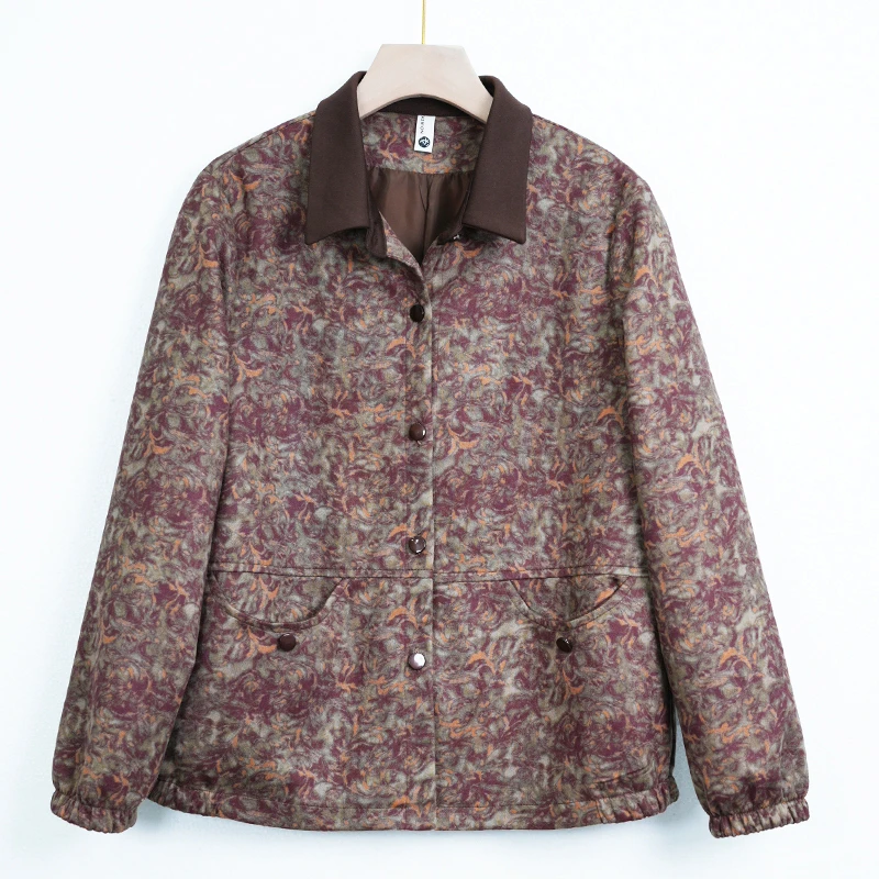 19款春秋碎花上衣中老年妈妈装奶奶装简约复古显气质外套