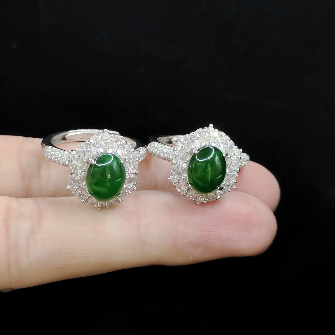 【老三珠宝】翡翠蛋面戒指KKRL【多样性发其一】约9-7-4mm