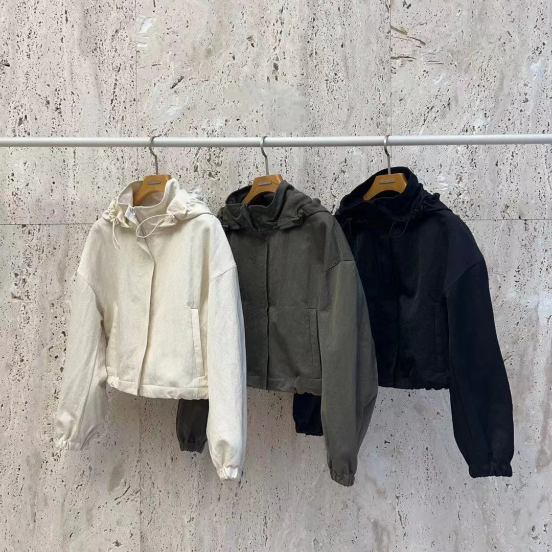 AW23833  blossom秋冬涂层拉链连帽风衣夹克