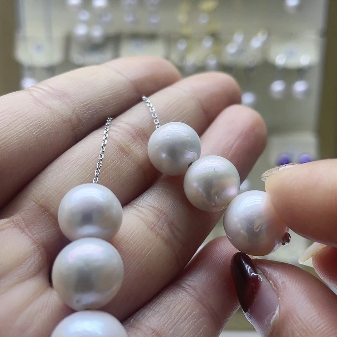 淡水珍珠耳饰银S925镶嵌