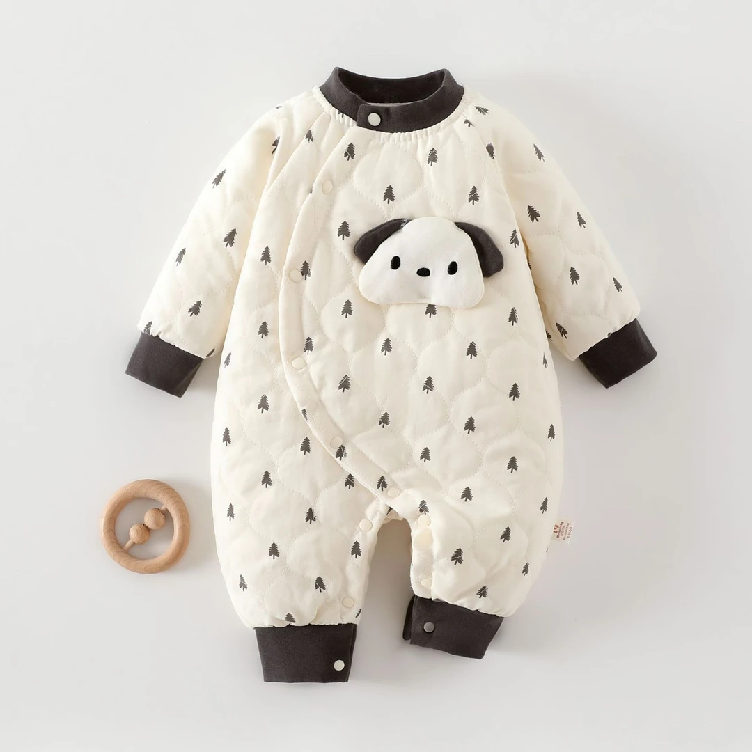 婴儿夹棉连体衣秋冬季A类贴身新生儿衣服100g婴幼儿哈衣安阳婴童
