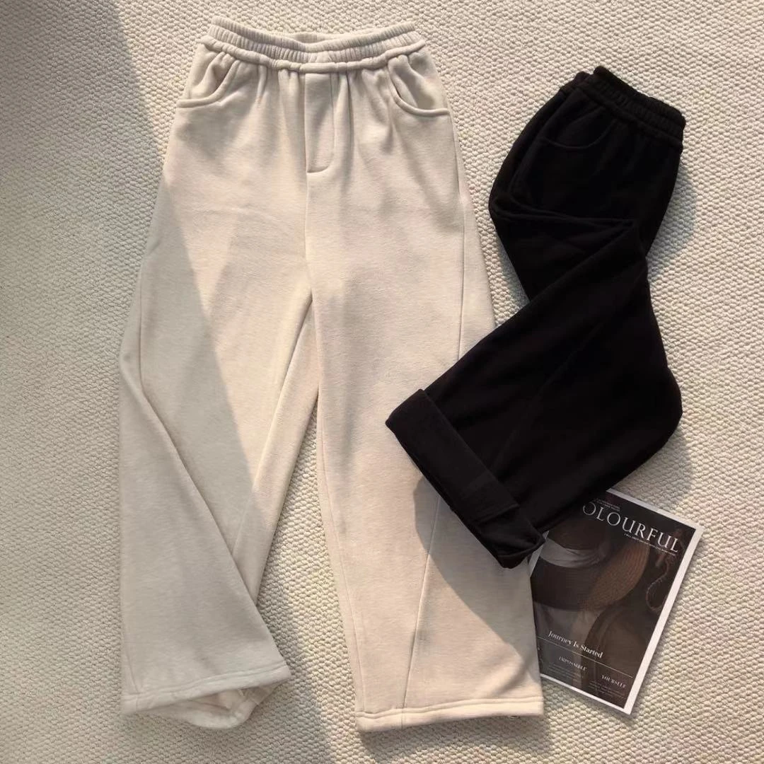 QC 242386 有弹力 加绒加厚香蕉裤松紧腰冬款休闲百搭长裤