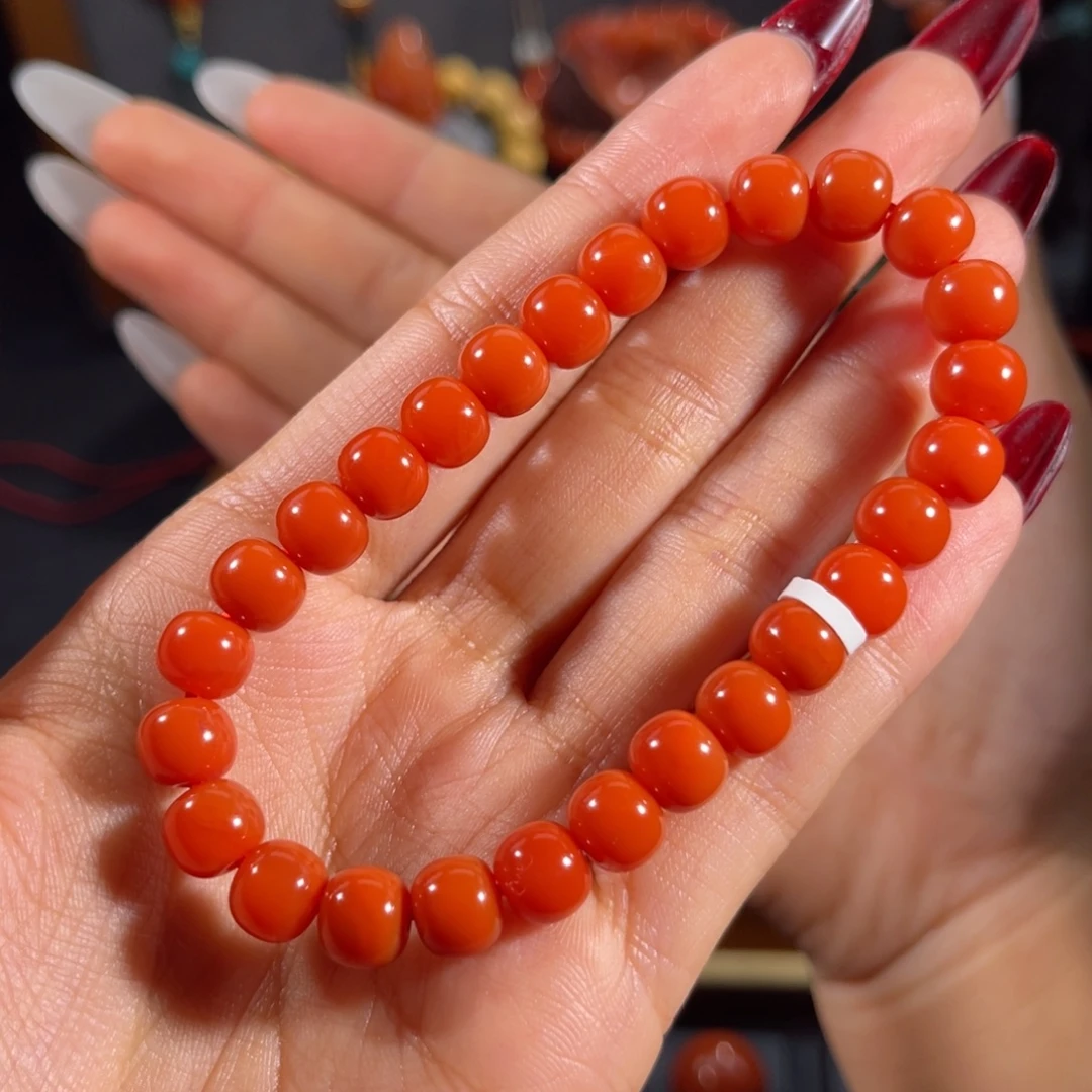 南红玛瑙未镶嵌老形单圈8mm