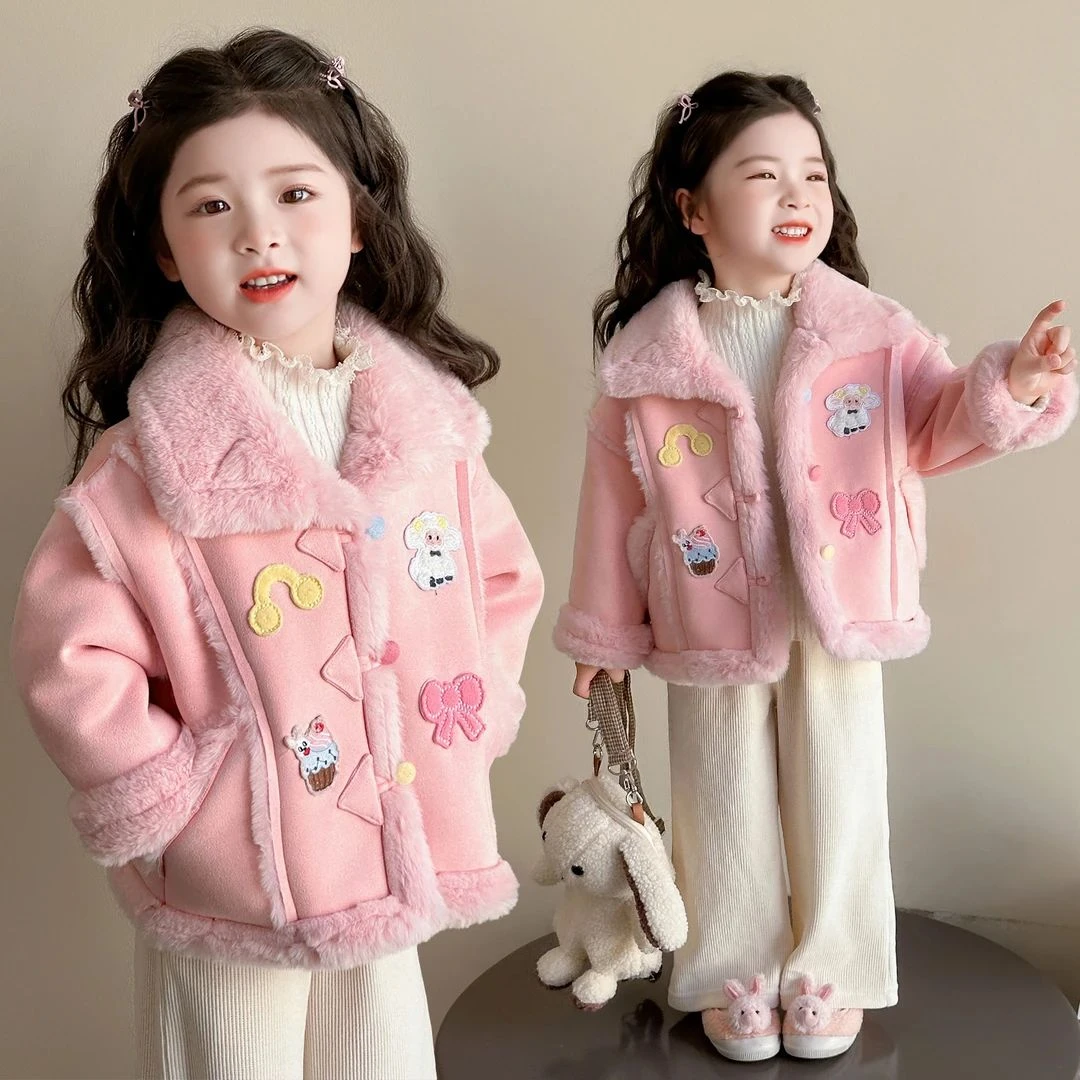 女童加绒外套2025新款儿童秋冬装韩版洋气加厚女宝宝冬季保暖大衣