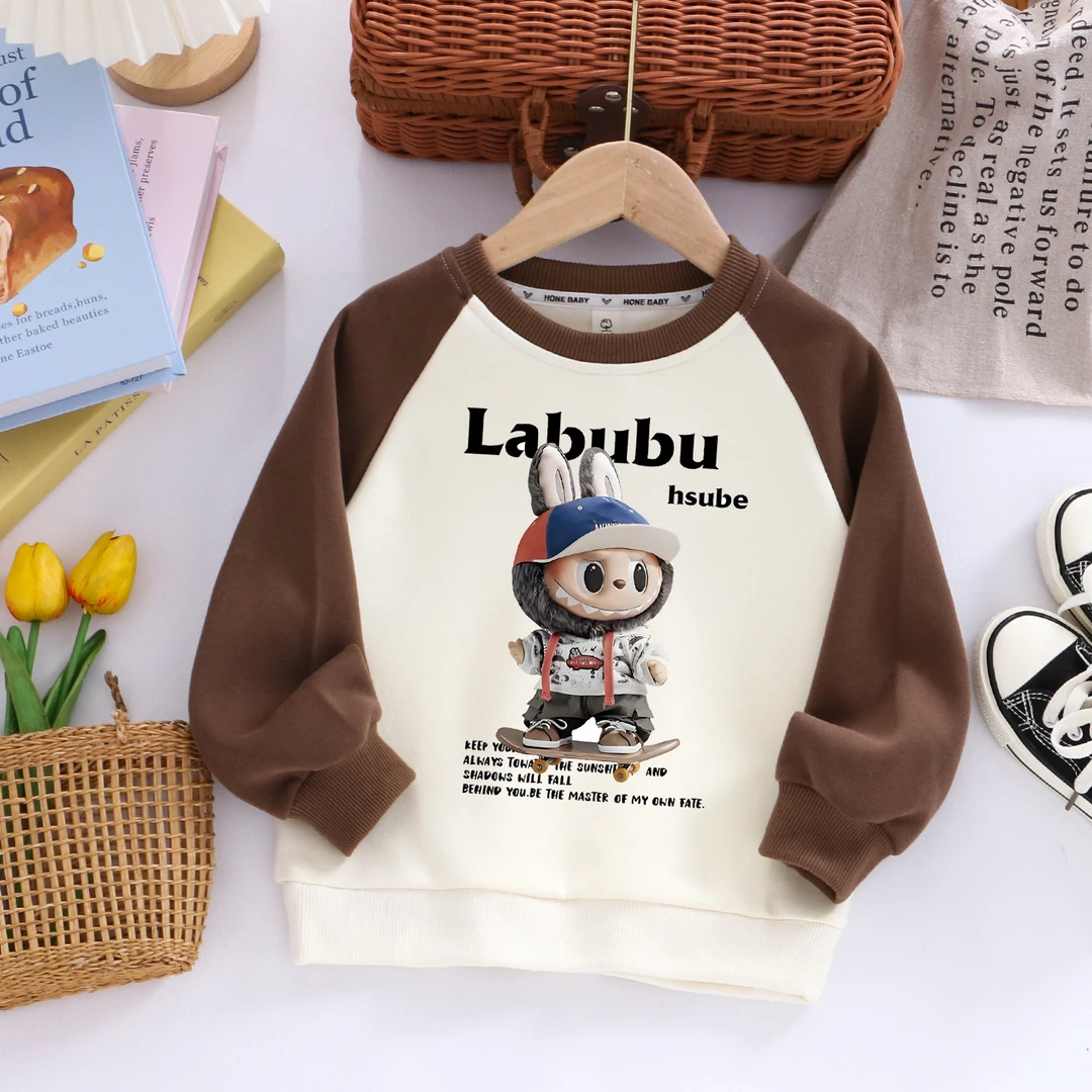 男孩子开学卫衣撞色插肩袖上衣儿童华棉卫衣套装幼儿园两件套校裤