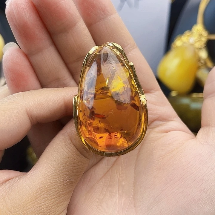 琥珀银S925镶嵌裸石